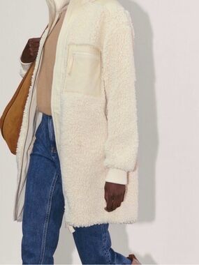 Everlane Cream Sherpa Zip-Front Teddy Coat